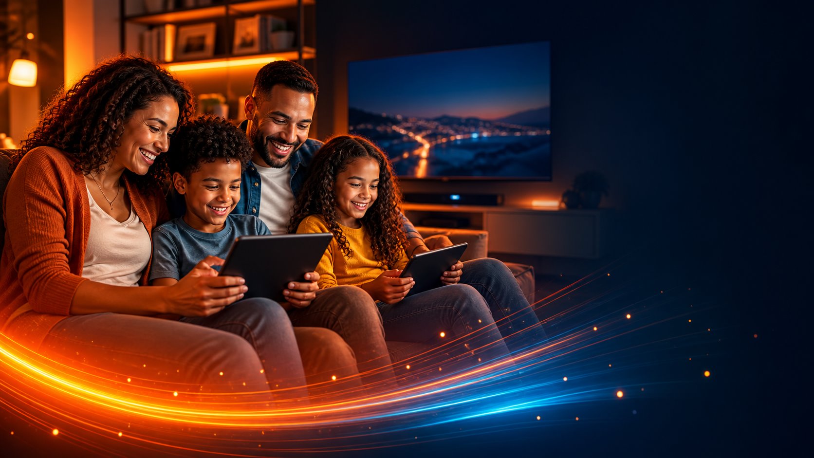 Familia usando internet Wordnet em casa